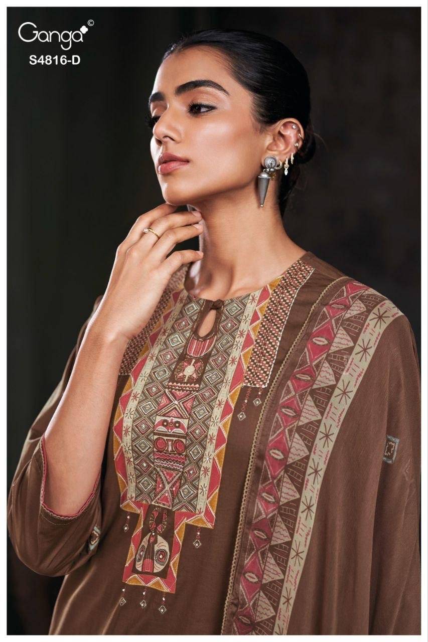SYLVIA 4816 By GANGA 4816 A TO 4816 D Beautiful Festive Suits Stylish Colorful Fancy Casual Wear & Ethnic Wear PREMIUM COTTON Dresses At Wholesale Price